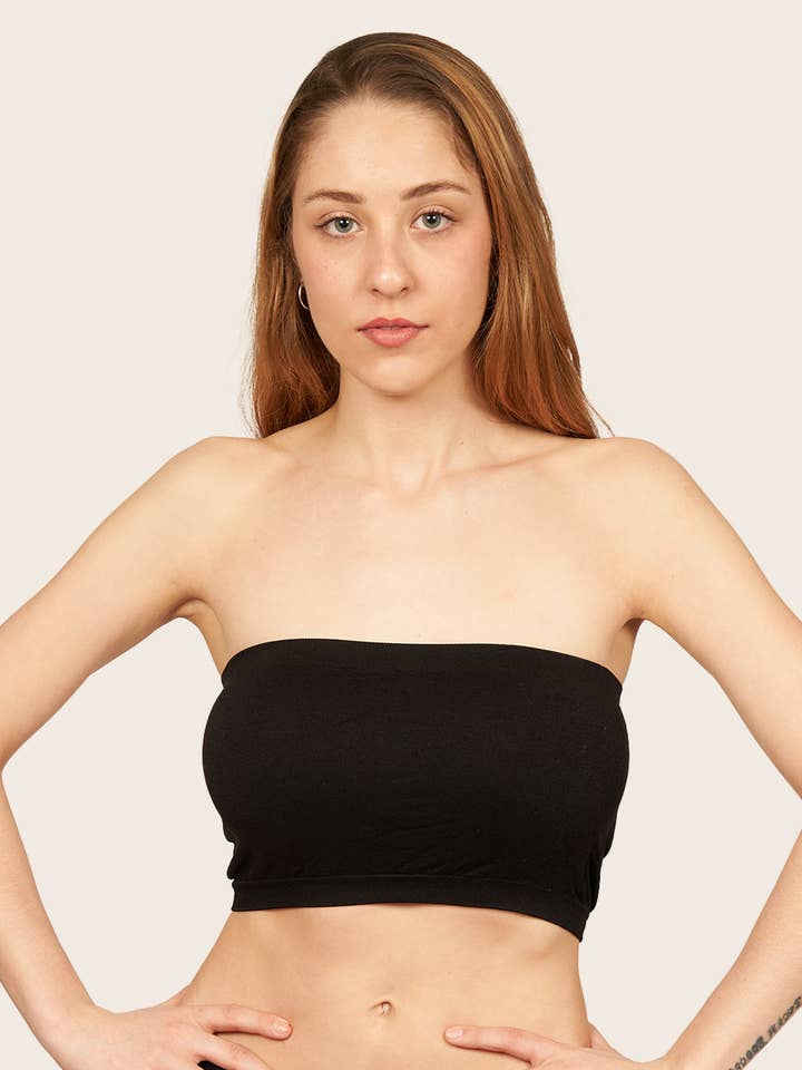 Bandeau Removable Pads Black Fashion Bralette Tank Sport Bra for wholesale by Isadora, Tipi toe, & James Fiallo