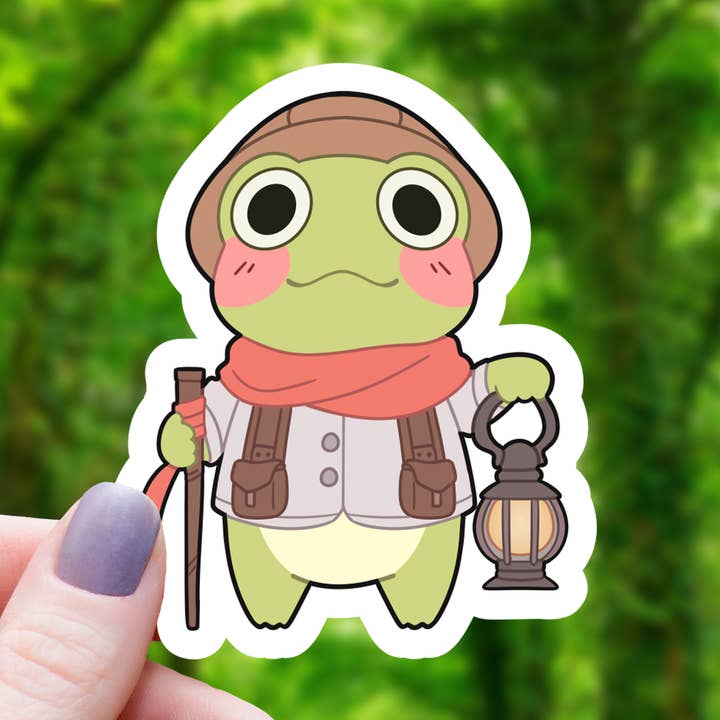 Explorer Frog Character Sticker - 3" for wholesale by Mimic Gaming Co
