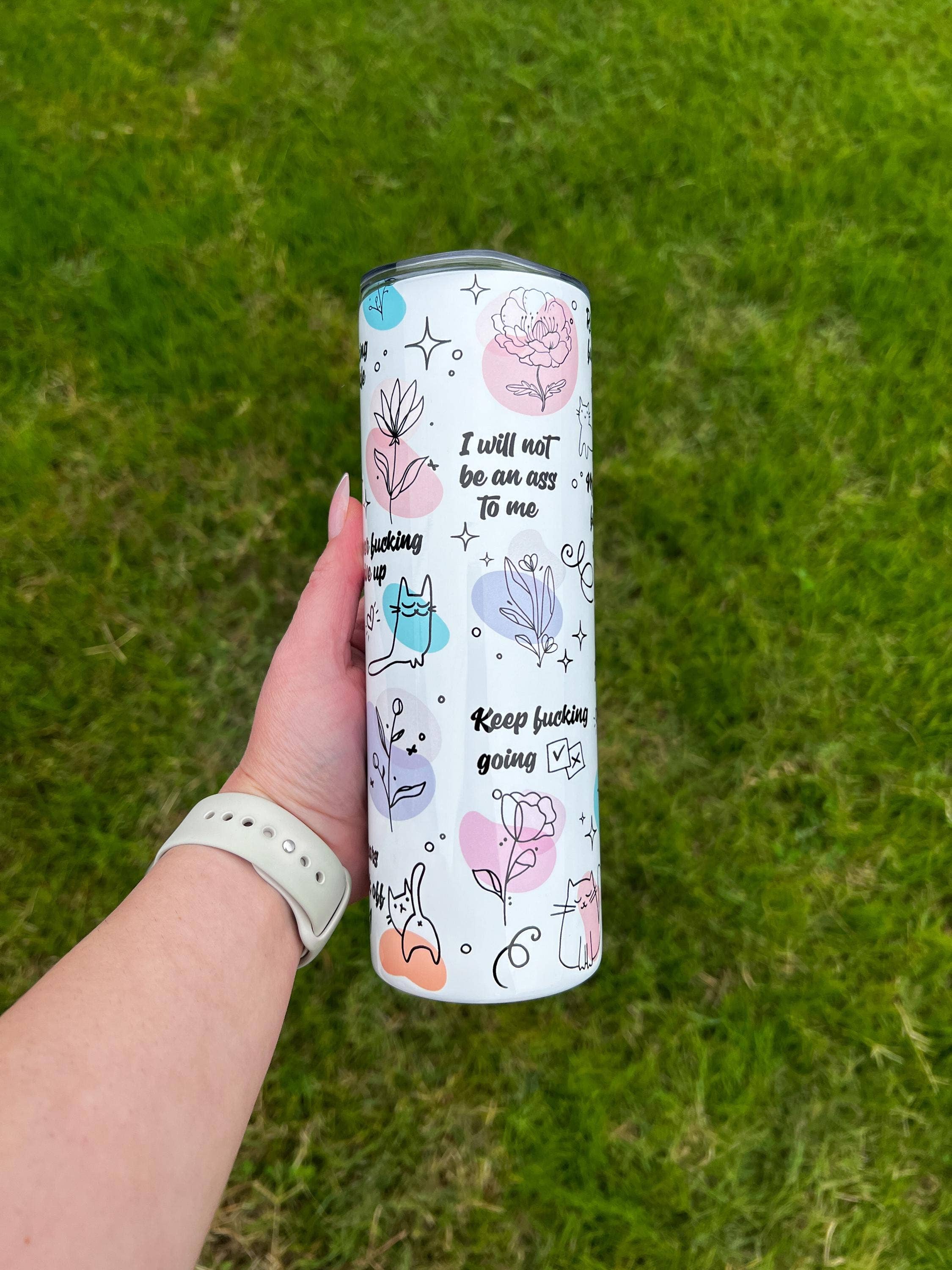 Selena Marie LLC - Wholesale Insulated Mug/Tumbler - Positive Affirmations Spicy Words 20oz Skinny Tumbler #21