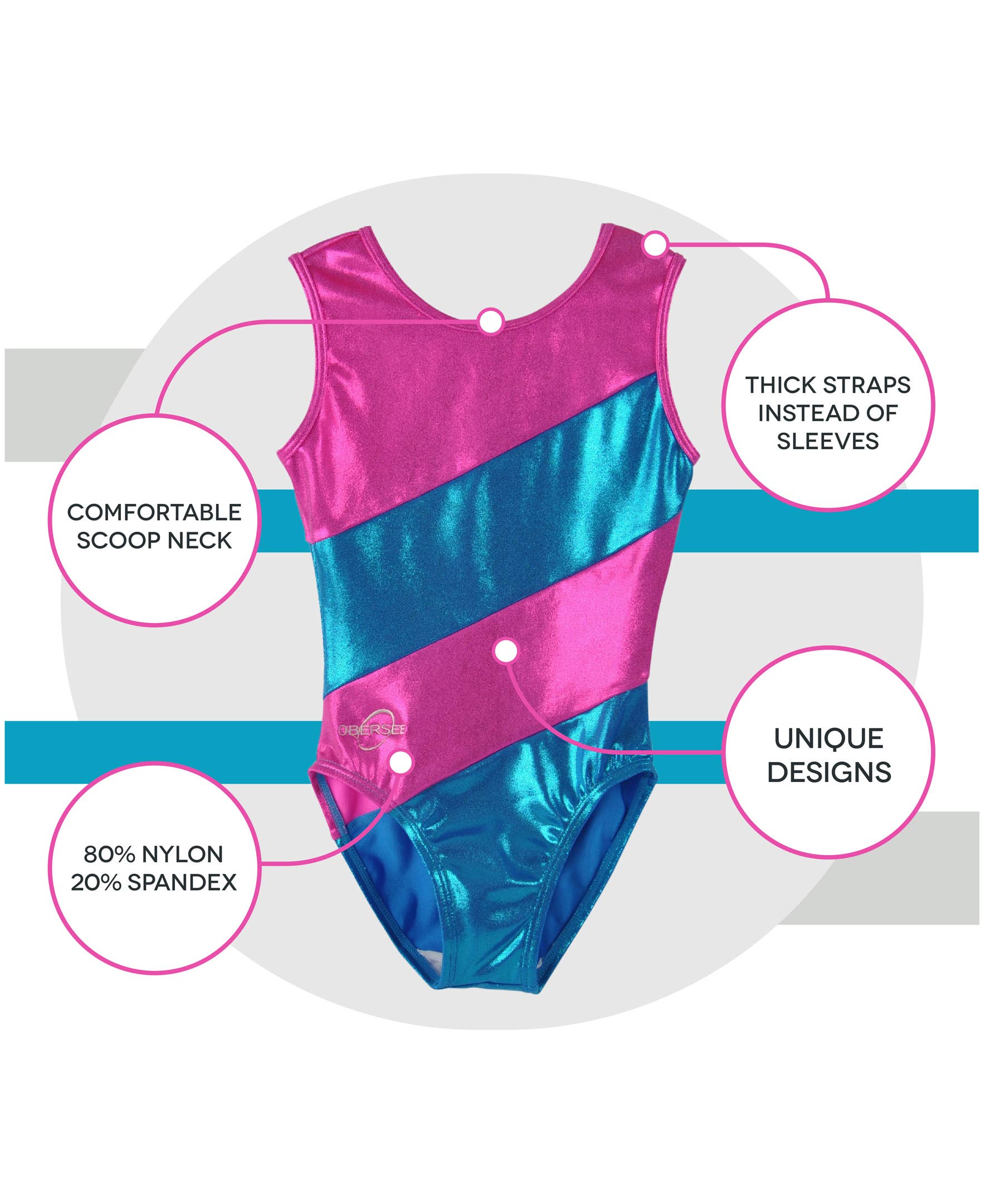 Obersee - Wholesale Leotard - Kids - Girl's Gymnastics Leotard - Pink Diagonal3