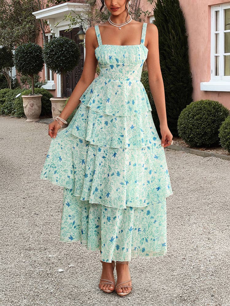 Rosa Clothing - Wholesale Dress - Women's - Fairy Floral Contrasting Cake Tiered Slip Dress4