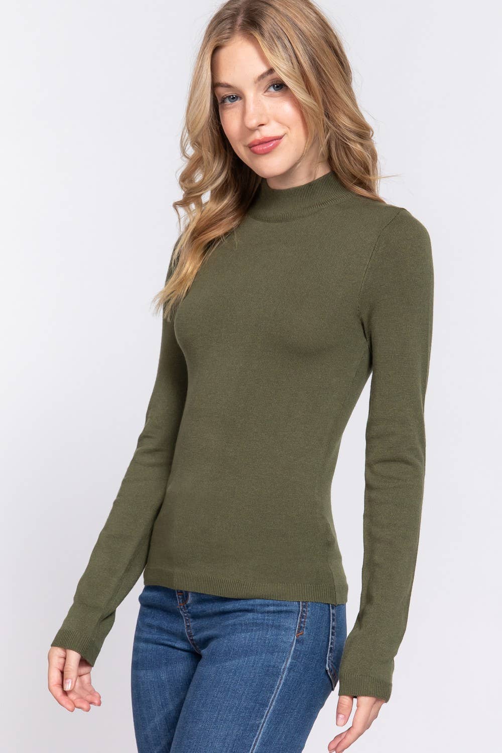 Active Basic | Active USA - Venta al por mayor Jersey de punto - Mujer - Suéter básico de manga larga con cuello simulado12