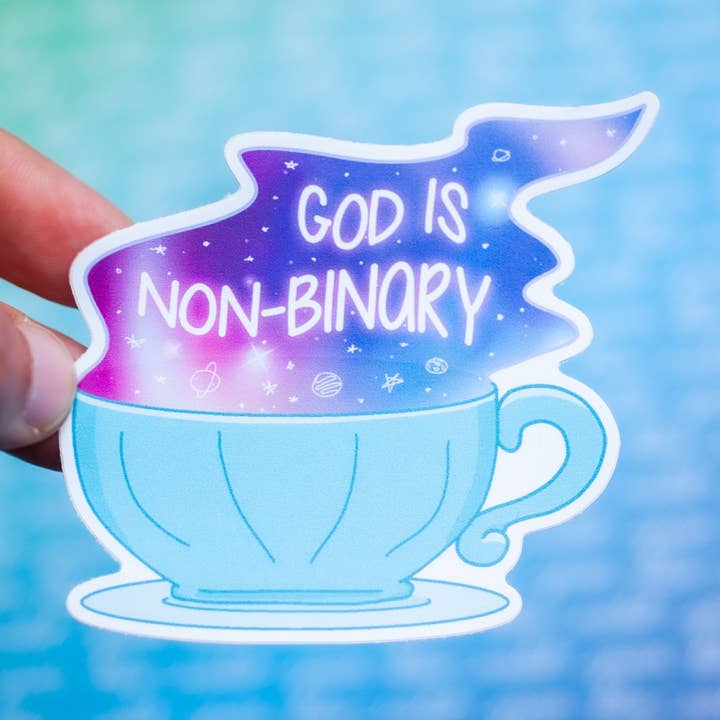 God is Non-Binary LGBTQ+ sticker for wholesale by Crafty Queer Studio