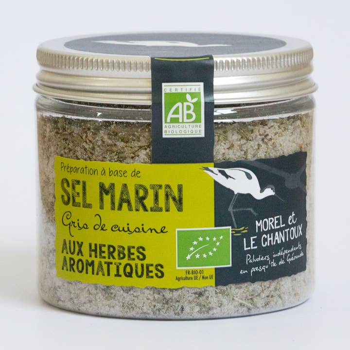 Sel de Guérande IGP aux herbes a bio - boite 150 g pour la vente par L'atelier du sel - Morel & Le Chantoux