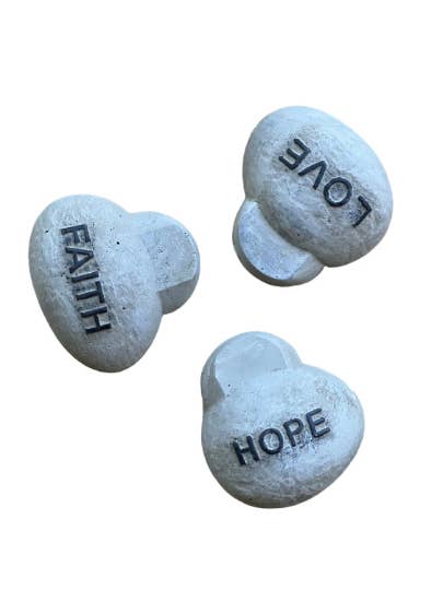 Inspirational Stones Planter Feet, Hope, Love, Faith for wholesale by Backyard Stone Art