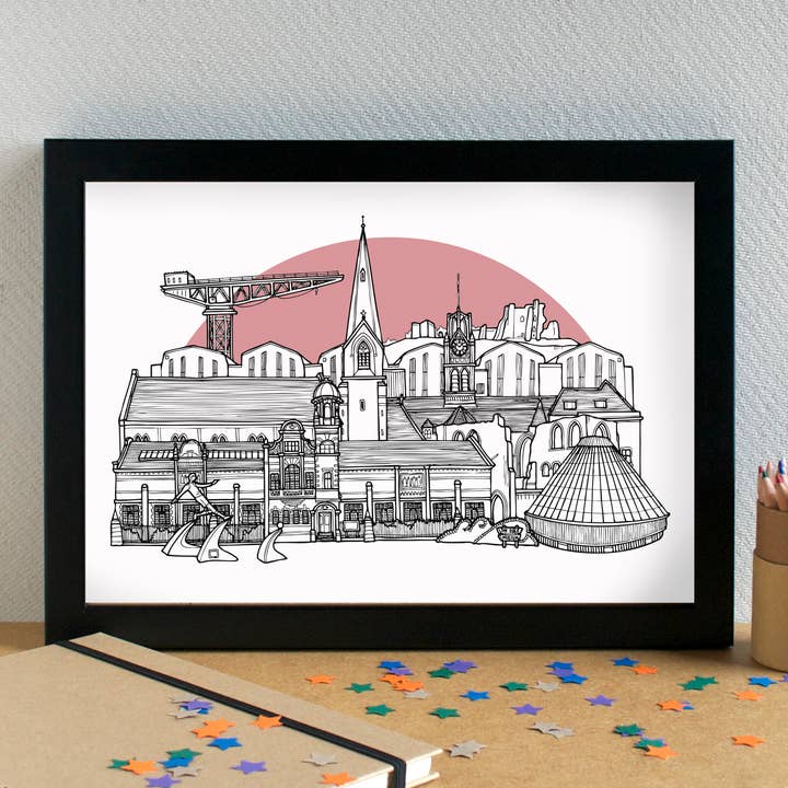 Becka Griffin Illustration - Wholesale Art Print - Barrow-in-Furness Cumbria Skyline Landmarks Art Print