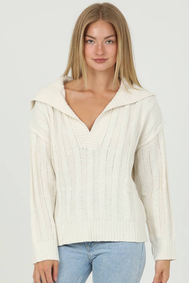 ANGIE - Vendita all'ingrosso Maglione tricot - Donna - PULLOVER CON SCOLLO A V IN MAGLIA A COSTINE XHP61-ASIS6