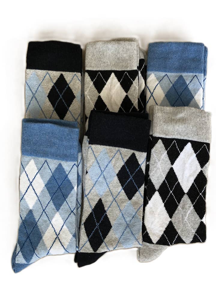 Men's Argyle Crew Dress Socks Seamless Cotton Blue 6 Pairs and other Purchase Wholesale men's socks. Free Returns & Net 60 Terms on Faire trending on Faire.