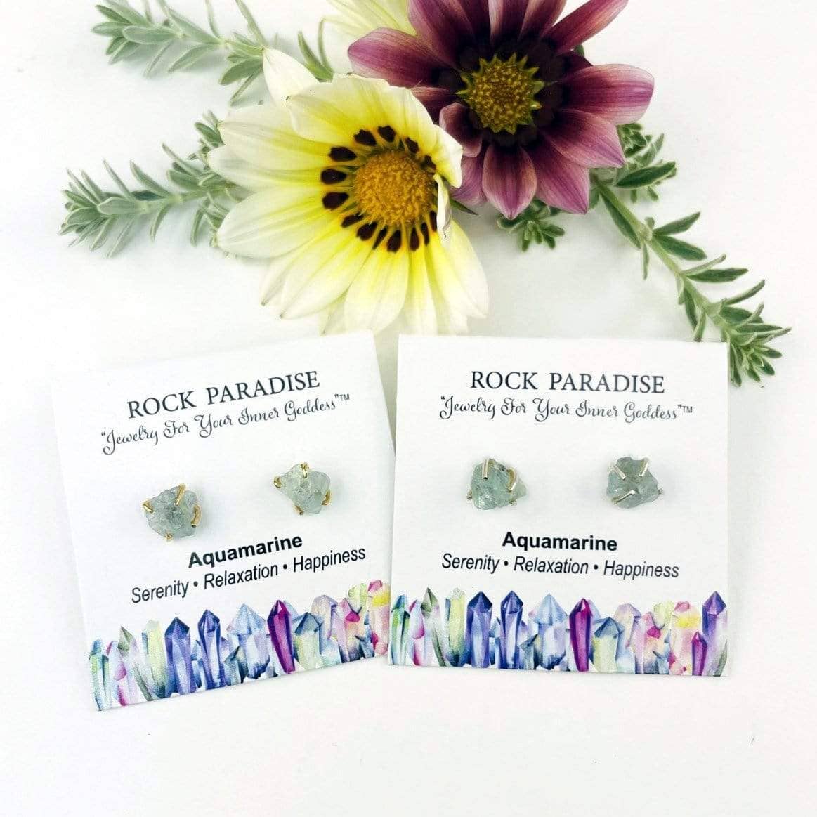 Rock Paradise - Wholesale Stud/Post Earrings - Crystal Gemstone Stud Earrings - Choose Gold or Silver2