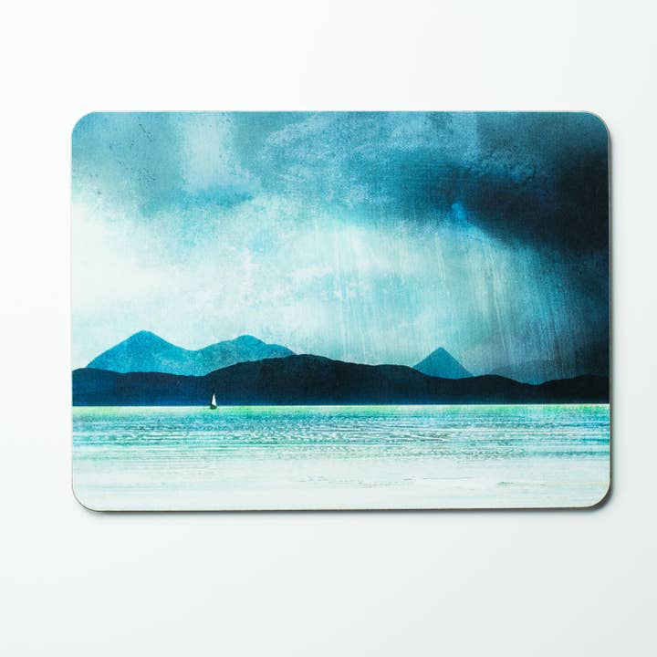 The Inner Sound Skye and Scalpay Cork Backed Table Mat for wholesale by Cath Waters Scottish Landscapes