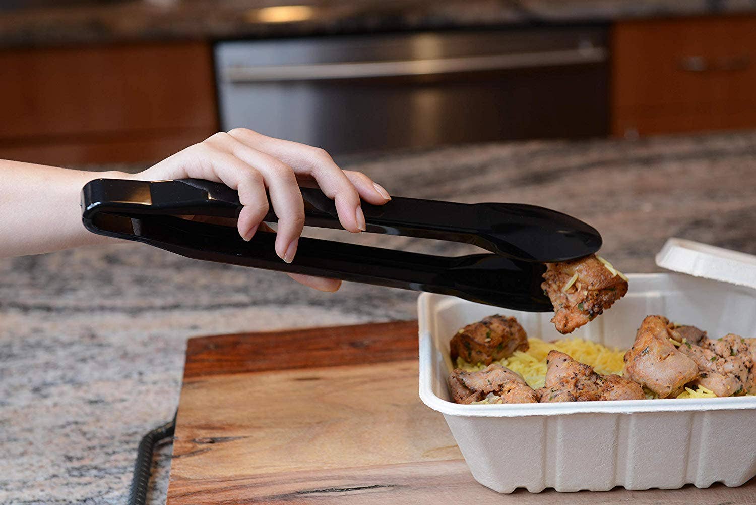 EcoQuality - Vente Pinces de cuisine - Pinces de service noires robustes 23 cm2