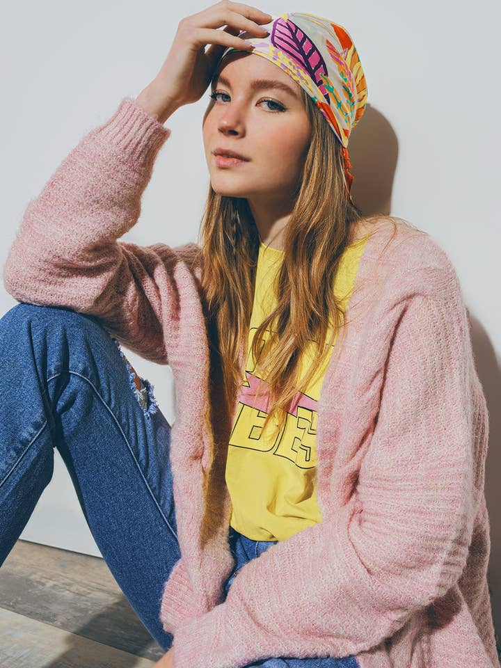 Knitted Cardigan in Pink for wholesale on Faire