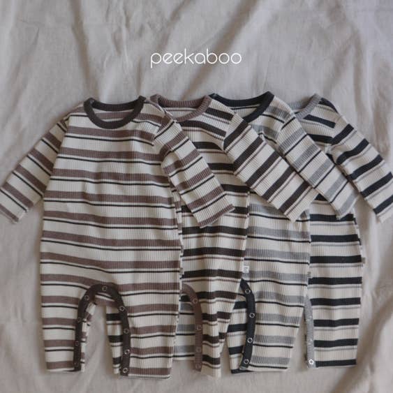 Neutral Color Stripes Baby Bodysuit Romper Unisex Cotton for wholesale by peekaboo
