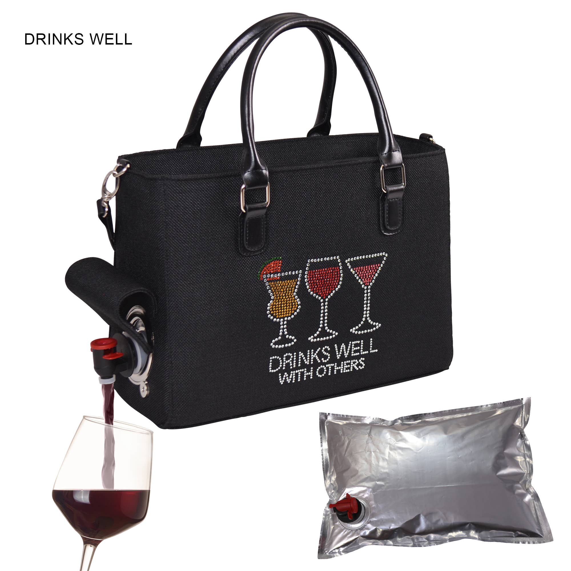 Primeware Inc. - Wholesale Wine Tote - Drink Purse | Wine Purse Tweed Design3