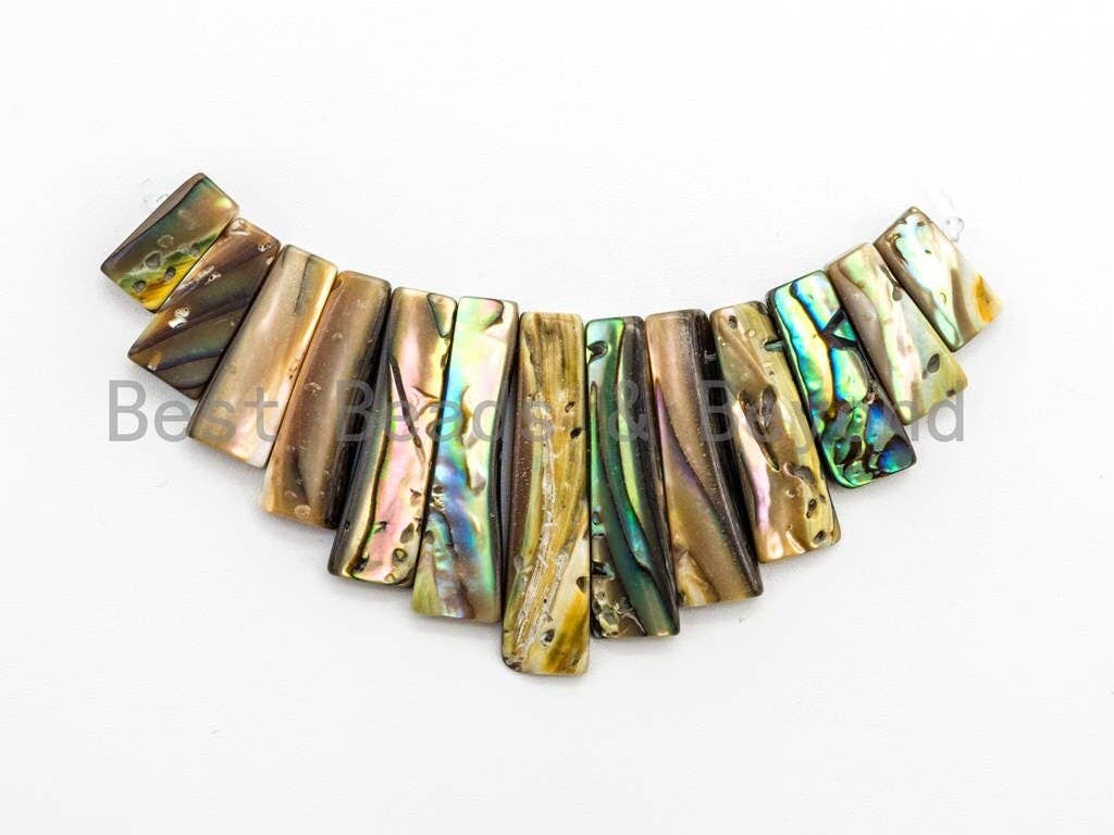 BestBeads&Beyond - Wholesale Beads - Natural Abalone Shell Graduated Bar Shaped Beads, Analone Fo2