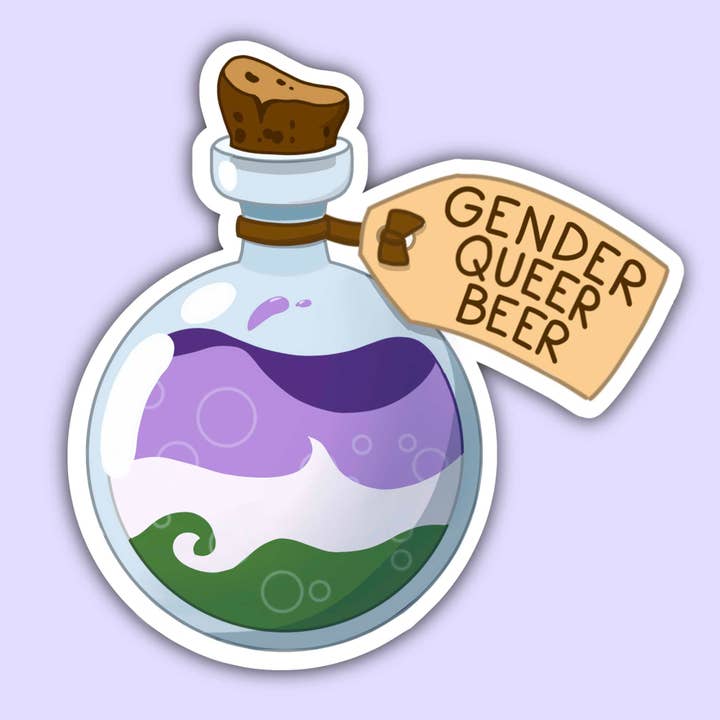 Genderqueer Øl - Genderqueer Pride Klistermærke for engroshandel hos Noellita Bonita