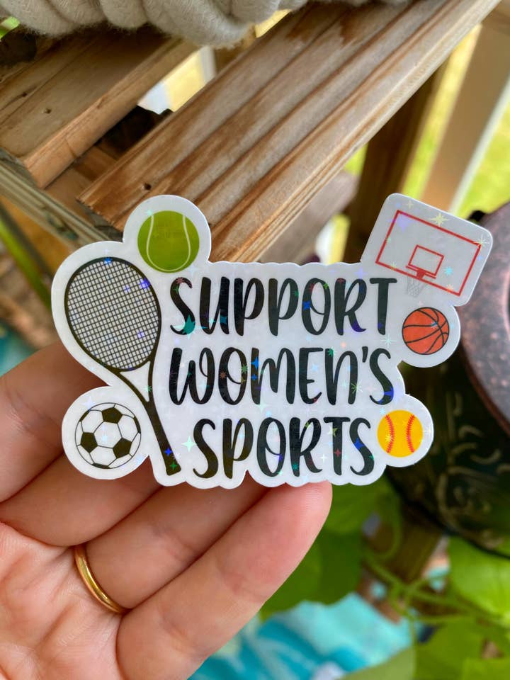 Support women's sports stickers (holographic) for wholesale by Party Like A King
