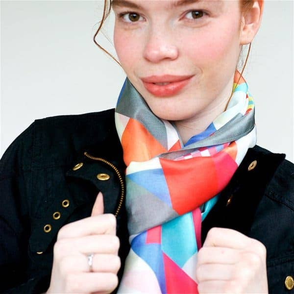Savoy Pop Grey Silk Scarf for wholesale by COLLIER CAMPBELL