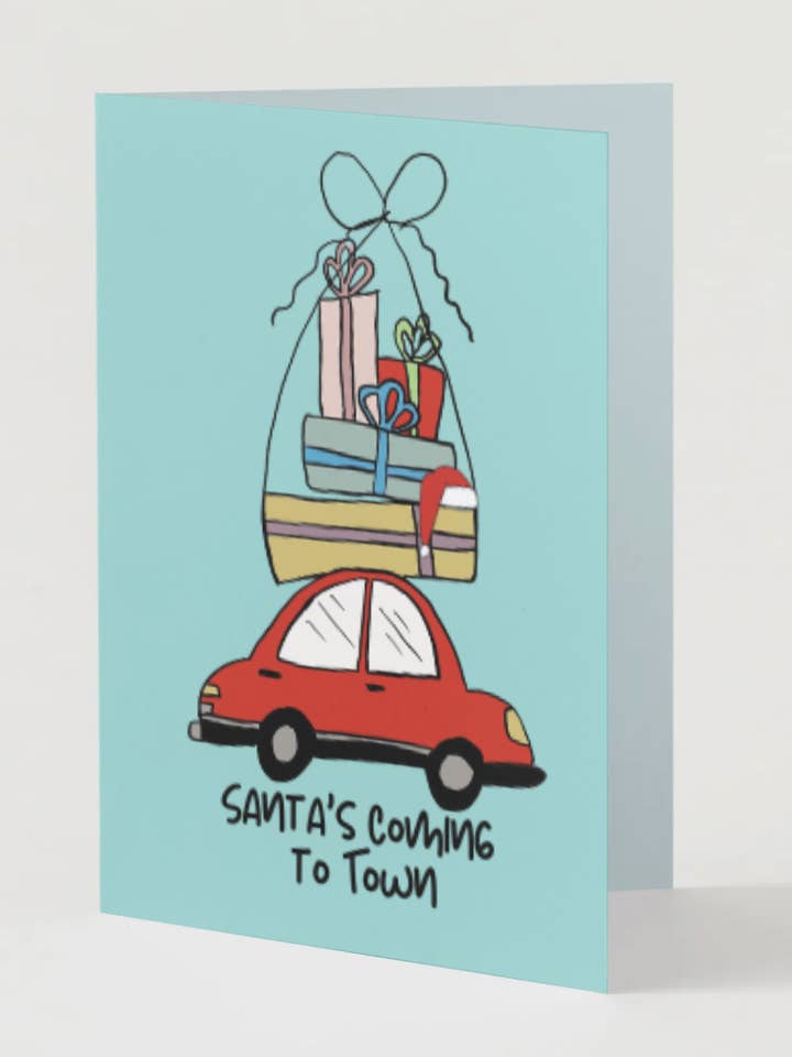 Biglietto di Auguri di Natale: Babbo Natale Sta Arrivando in Città per la vendita all'ingrosso da parte di Chika Paper Studio