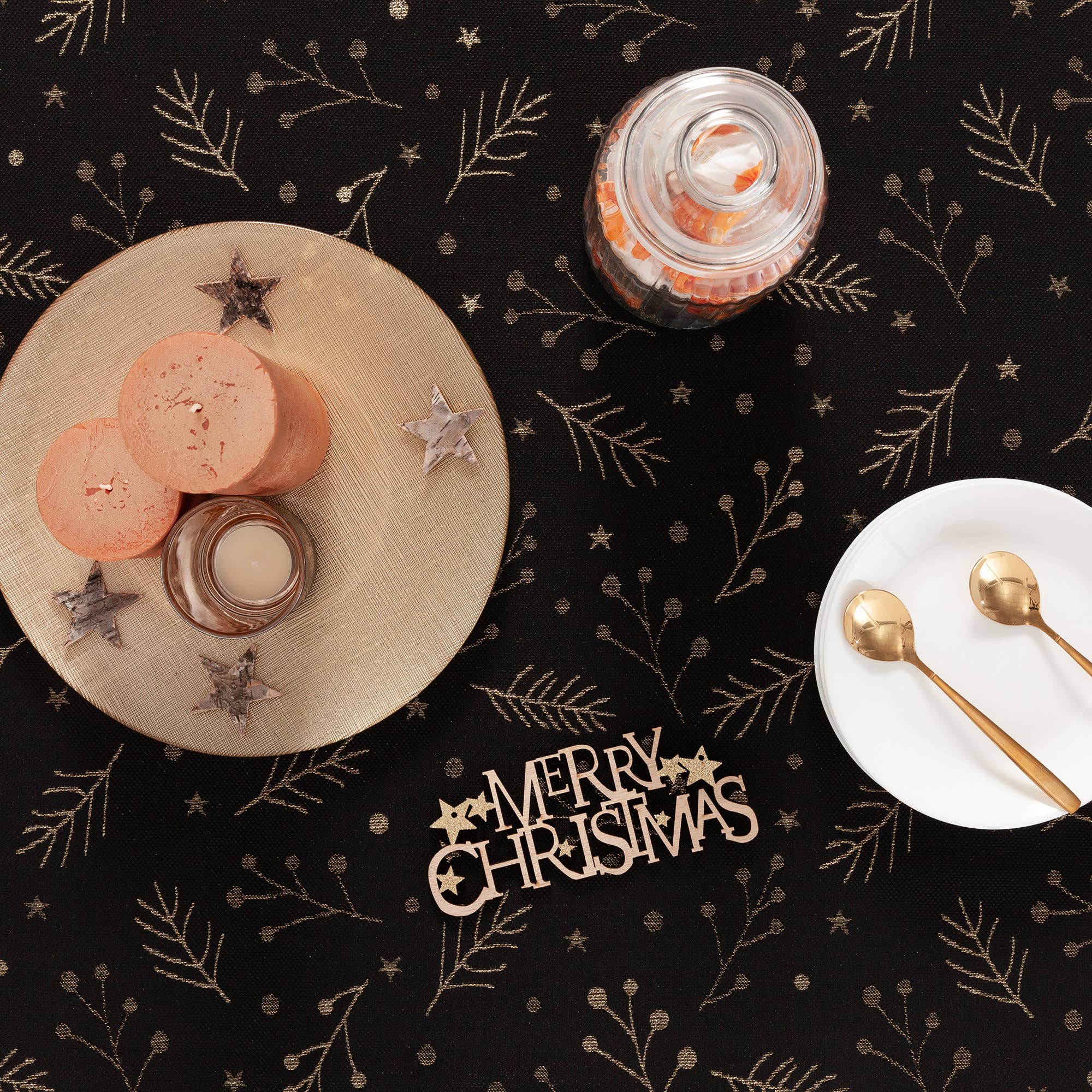 GAMUSI - Vente Nappes - Nappe de Noël en coton jacquard BERRIE13