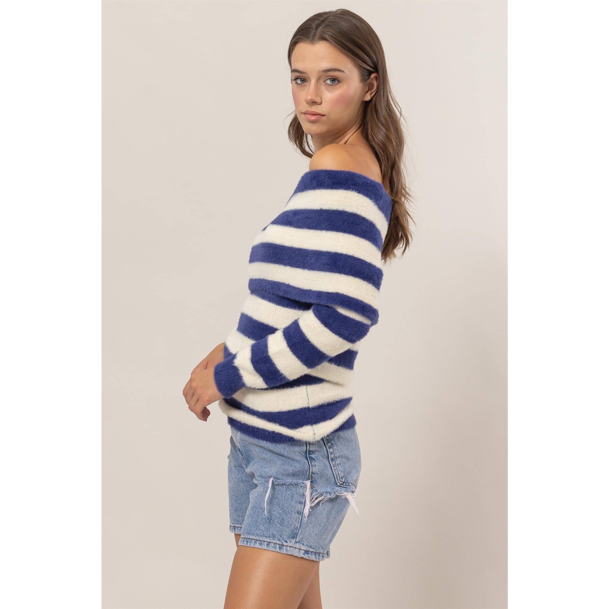 HYFVE - Venta al por mayor Jersey de punto - Mujer - Jersey a rayas con hombros descubiertos7