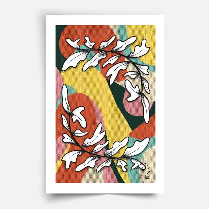 Strange Leaf Multicolor Screen Print for wholesale by Ginger & Lime Print Shop