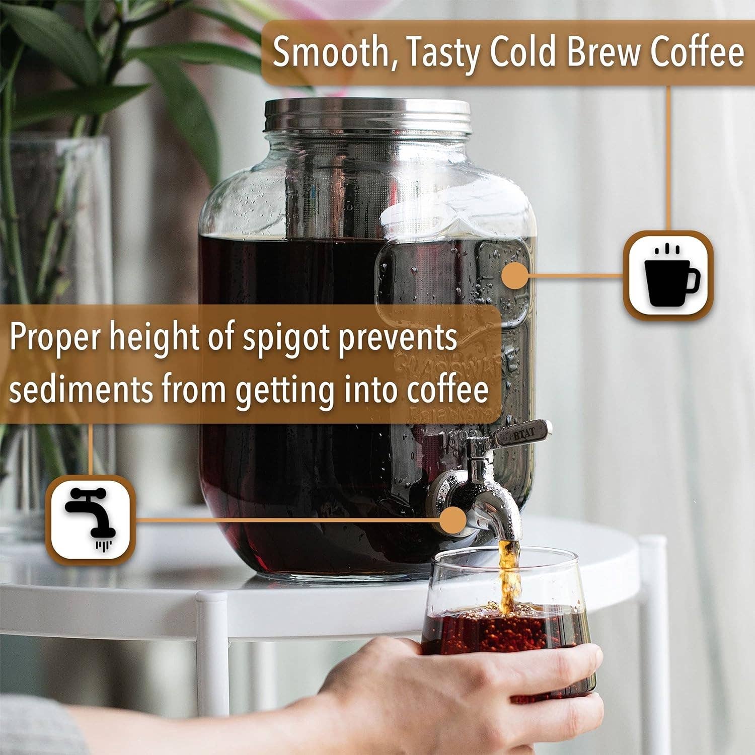 Brew To A Tea - Wholesale Coffee Machine - BTaT Cold Brew Coffee Maker & 1 Gallon Mason Jar Dispenser3