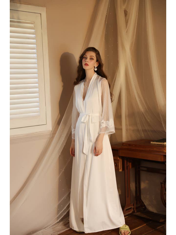Sweetkama - Wholesale Robe – Women's - Lace Night Gown, Silk Robes,Bridal Party Robes,with babydoll3