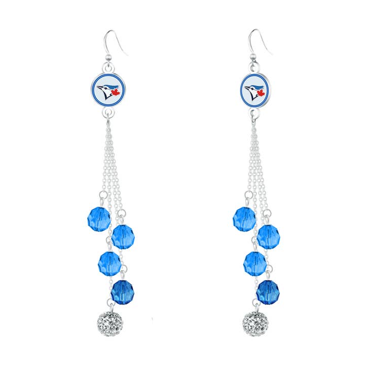 Simran International - Wholesale Dangle Earrings - MLB Toronto Blue Jays Beaded Dangle Earrings