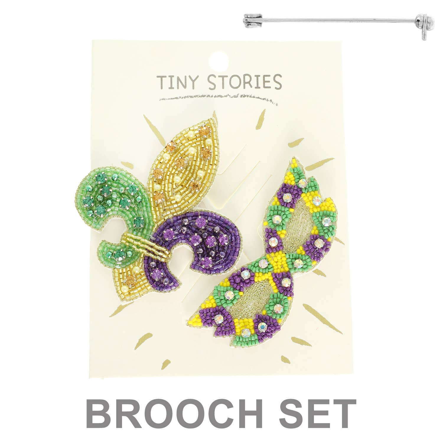 SP Sophia Collection - Wholesale Brooch - 2pc Mardi Gras Theme Assorted Brooch Pin Set 1