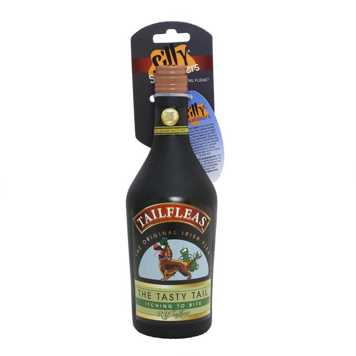 Tuffy Dog Toys - VIP Products - Venta al por mayor Juguete de goma - Perros - Pulgas en forma de botella de licor Silly Squeaker, juguete para perros