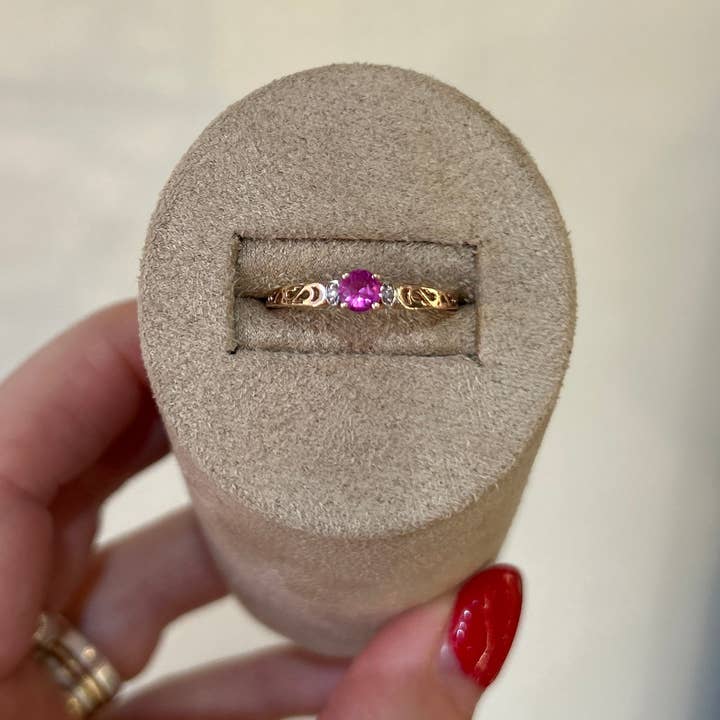 Pre loved Pink Sapphire 14ct Rose Gold Ring for wholesale by Kirsty Taylor Goldsmiths