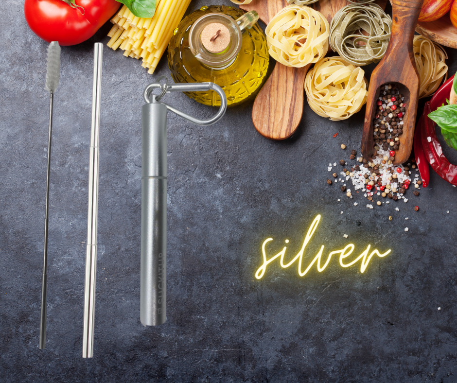 Suck It Up Straws - Vente Paille - Pailles métalliques télescopiques avec étui pour porte-clés et brosse de nettoyage75