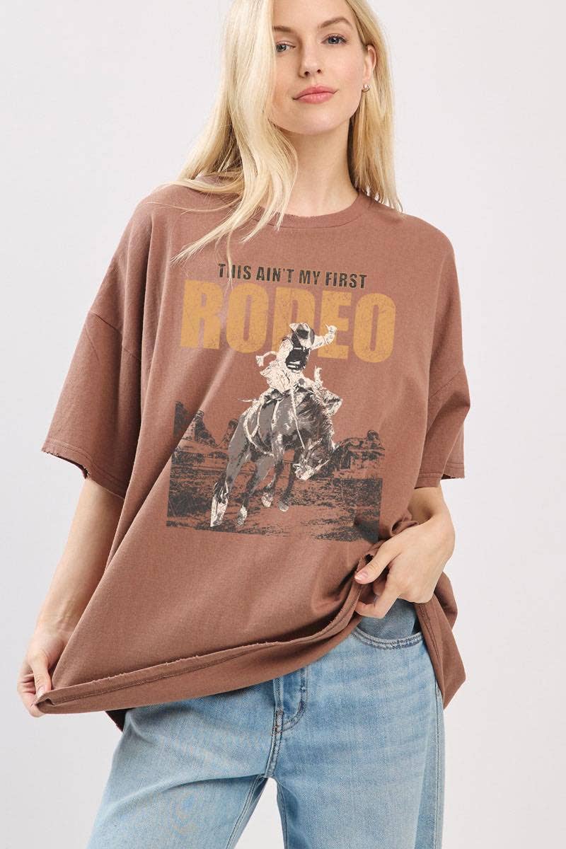 Zutter - Wholesale Screen Printed T-Shirt - Women's - This Ain'T My First Rodeo Graphic Oversized Seamless Box Tee6