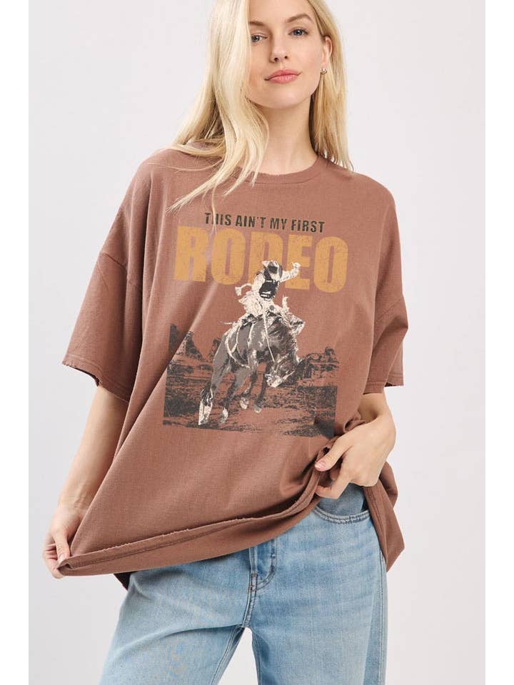 Zutter - Wholesale Screen Printed T-Shirt - Women's - This Ain'T My First Rodeo Graphic Oversized Seamless Box Tee6