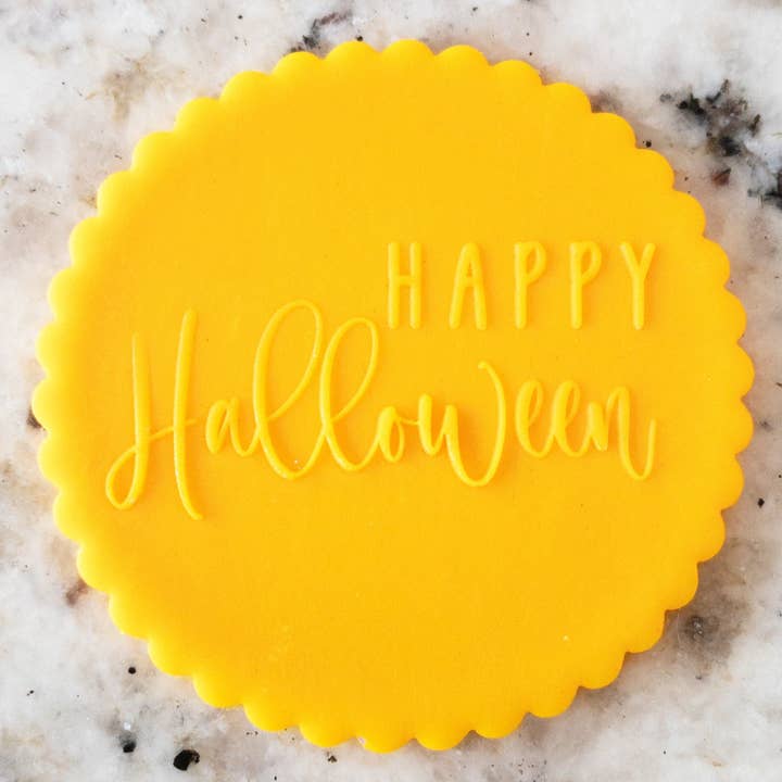 Happy Halloween Mixed Font POPup Embosser Cookie Biscuit Stamp Halloween for wholesale by Cut Bake Stamp