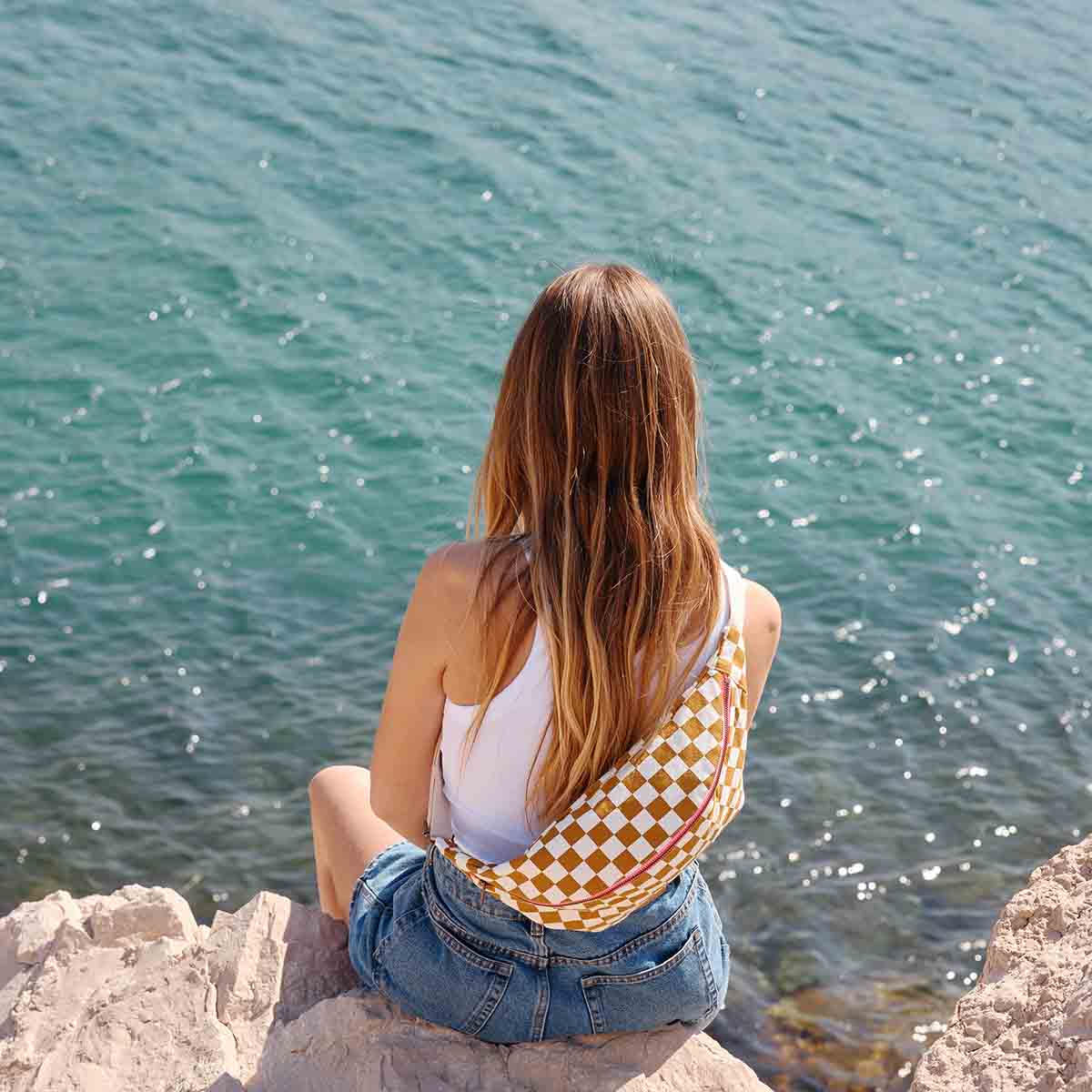 Rose in April - Wholesale Messenger Bag - Women's - WOMEN BUM BAG CHECKERBOARD CARAMEL2