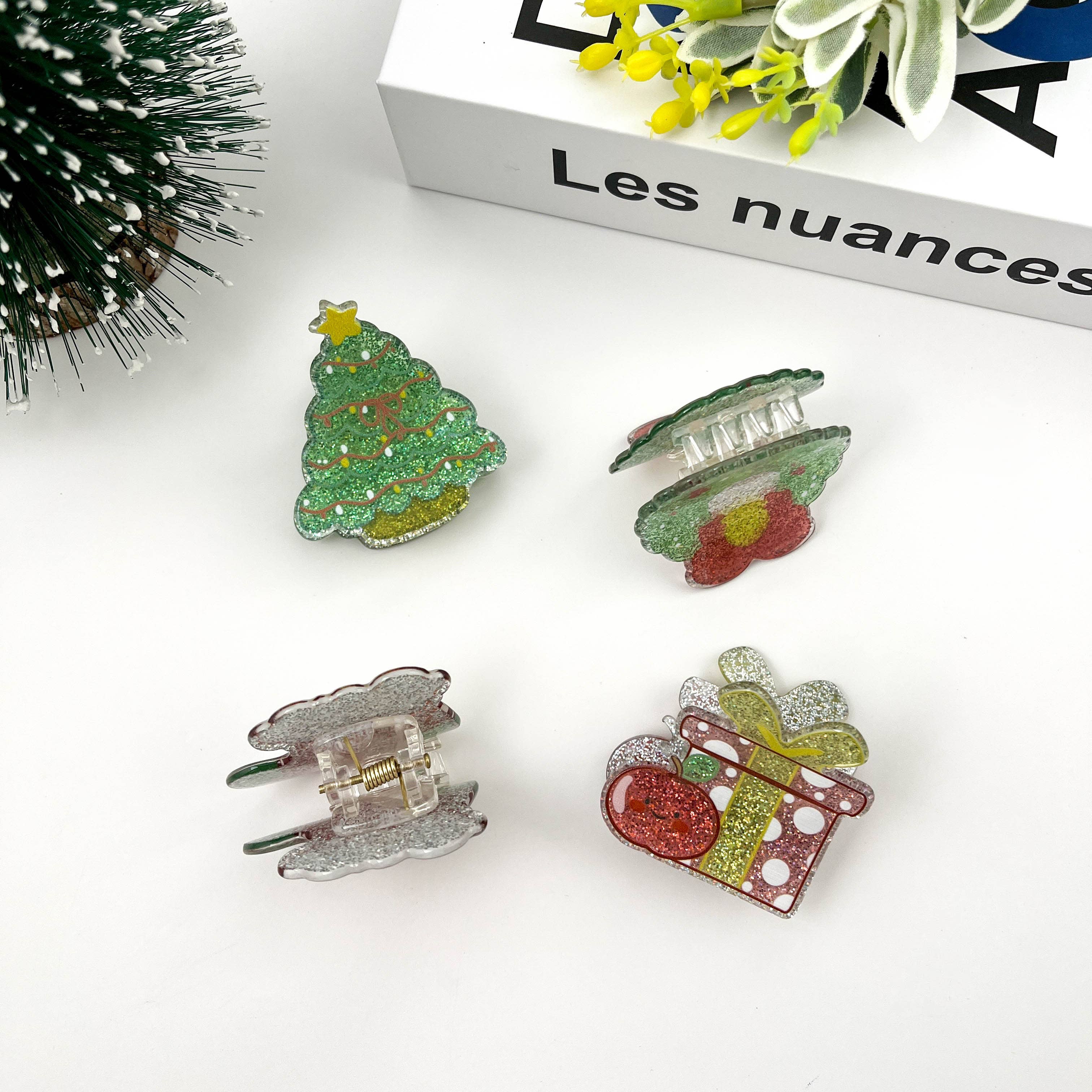 TheDivaSoap - Venta al por mayor Horquilla para el pelo - Mujer - Pinza para el pelo brillante con forma de árbol de Navidad, pinzas de la serie Christmas4