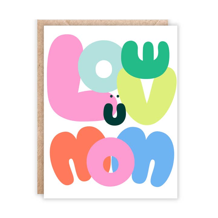 Älskar dig mamma Färgglada bokstäver Smiley-ansikte för wholesale av Jolly Rae