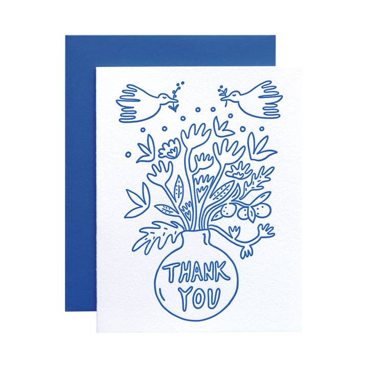 Thank You Flowers (Blue) Thank You Card for wholesale by Ink Paper Crafts