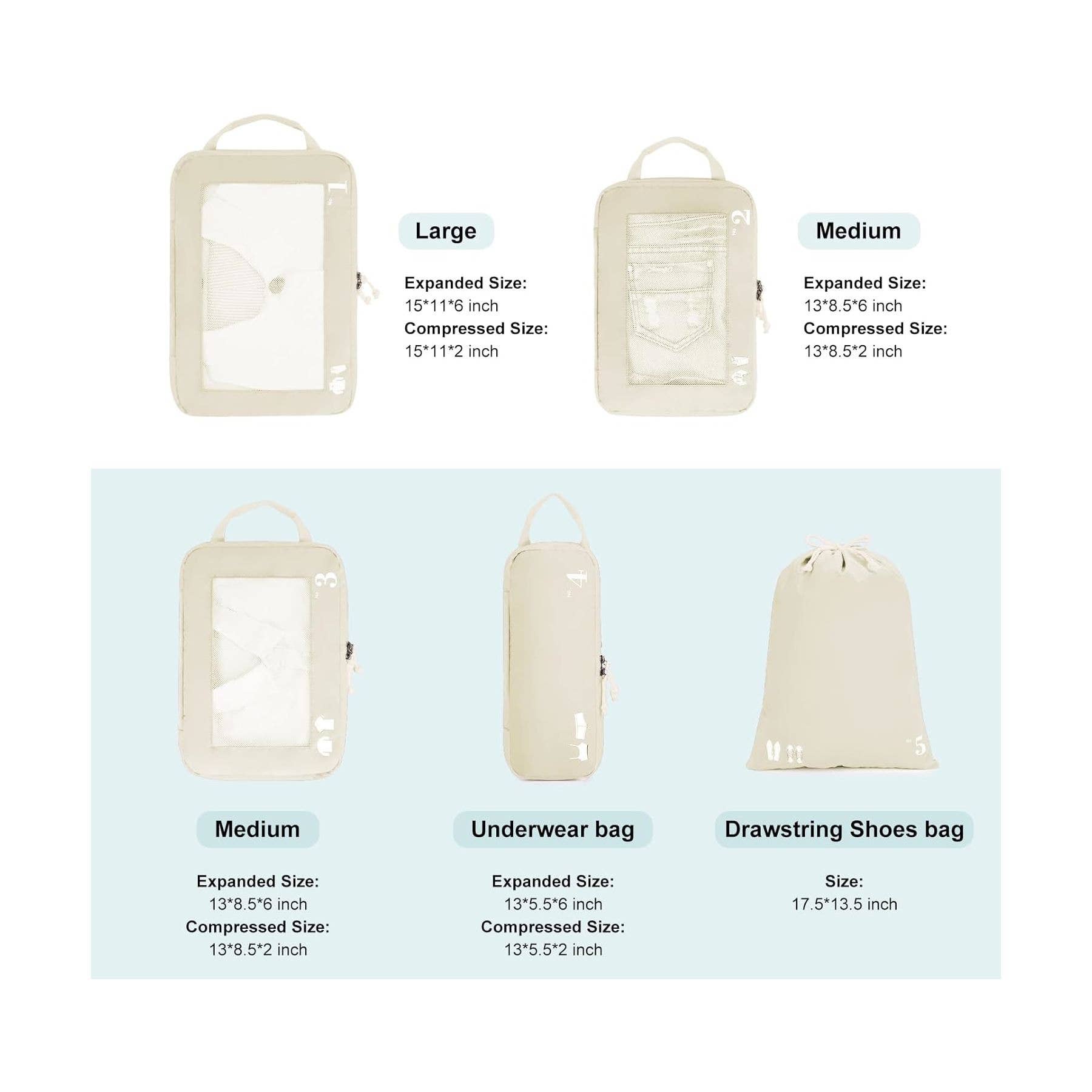 NARWEY INC - Wholesale Packing Cube - 5 Set Compression Packing Cubes for Suitcases Organiser Bags37