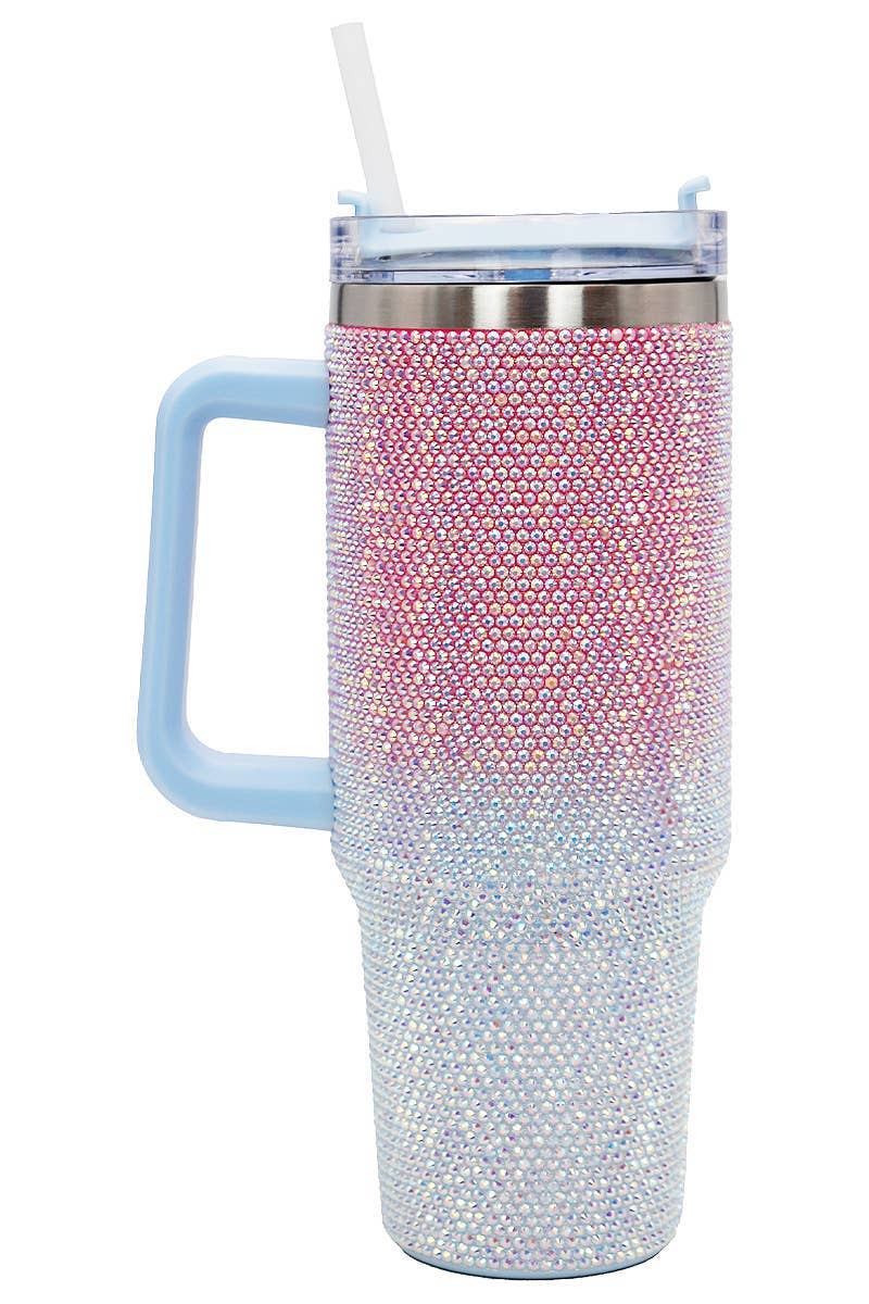 ASSORTI Gobelet isotherme en acier inoxydable à double paroi avec strass et effet ombré bicolore en vente sur Faire9