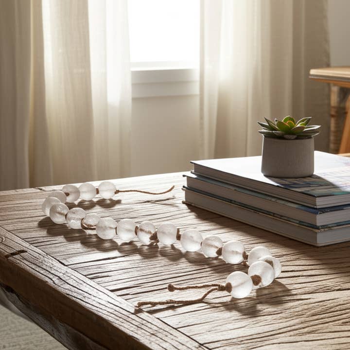 Clear 44 in. Length 2.5 in. Beaded Glass Garland for wholesale by Sagebrook Home