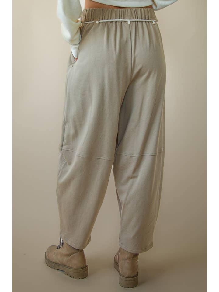 VERY J - Wholesale Pants - Women's - NP70814-Braid Waist Strip Barrel Pants20