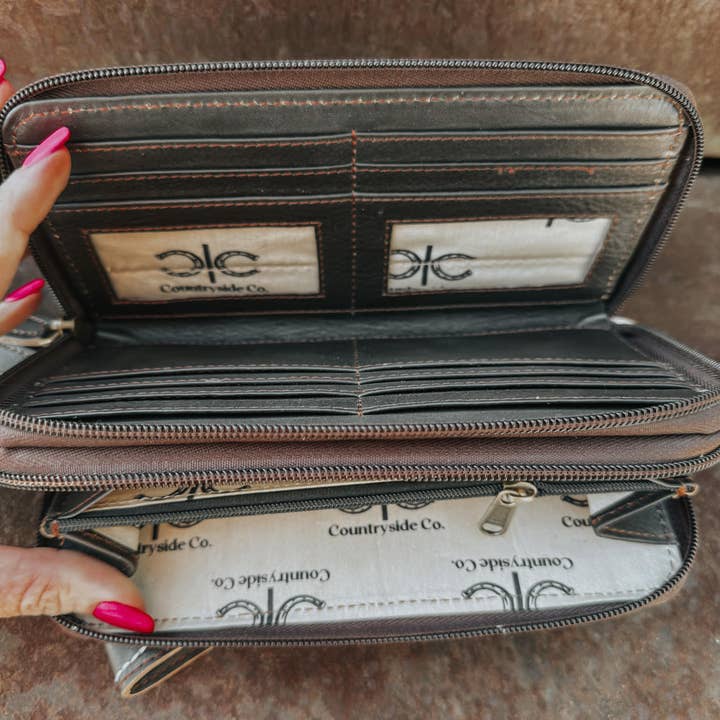 Texas Western Cowhide Bags and More - Wholesale Wallet - Women's - Boot Stitch Leather Wallet Wristlet2