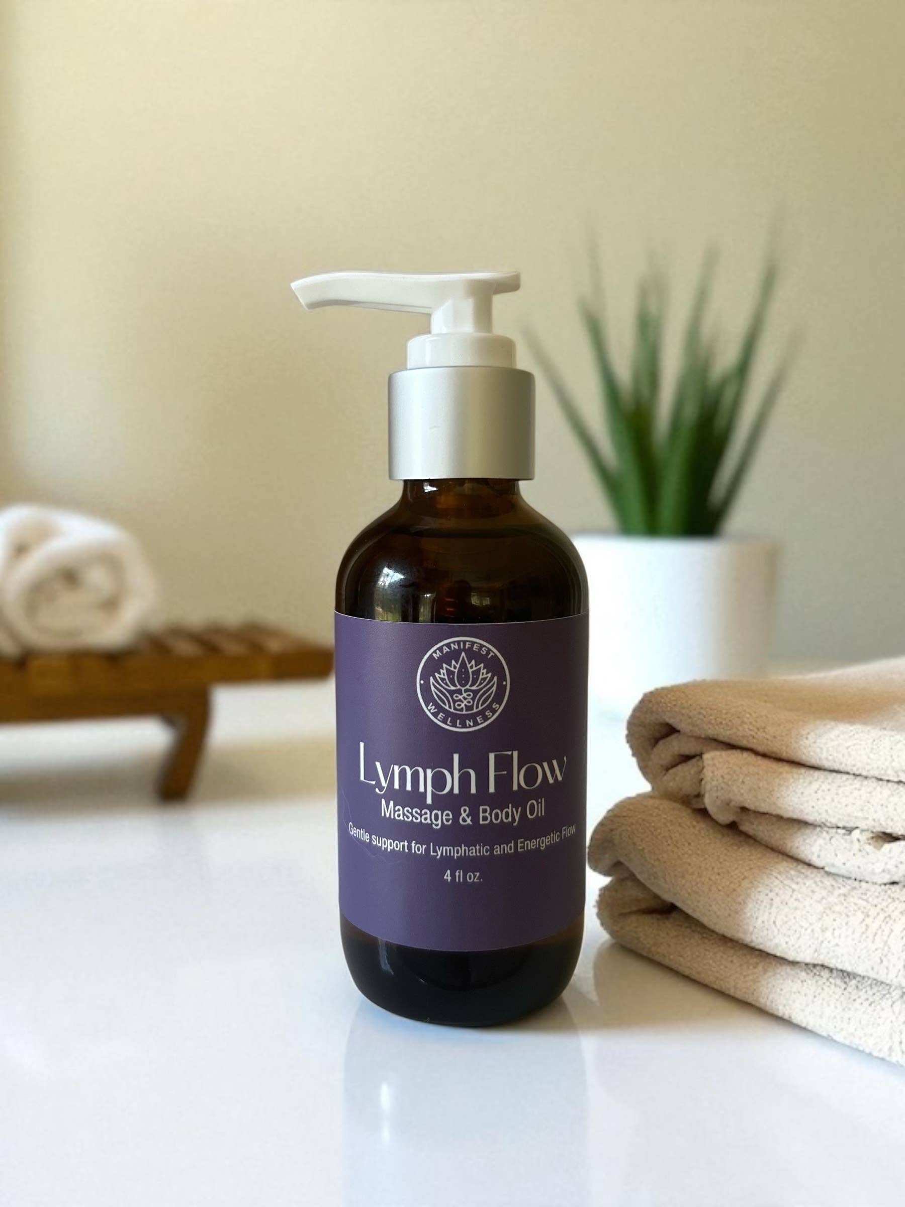 Manifest Wellness - Wholesale Bath/Body Oil - Lymph Flow Herbal Infused Massage & Body Oil 4oz