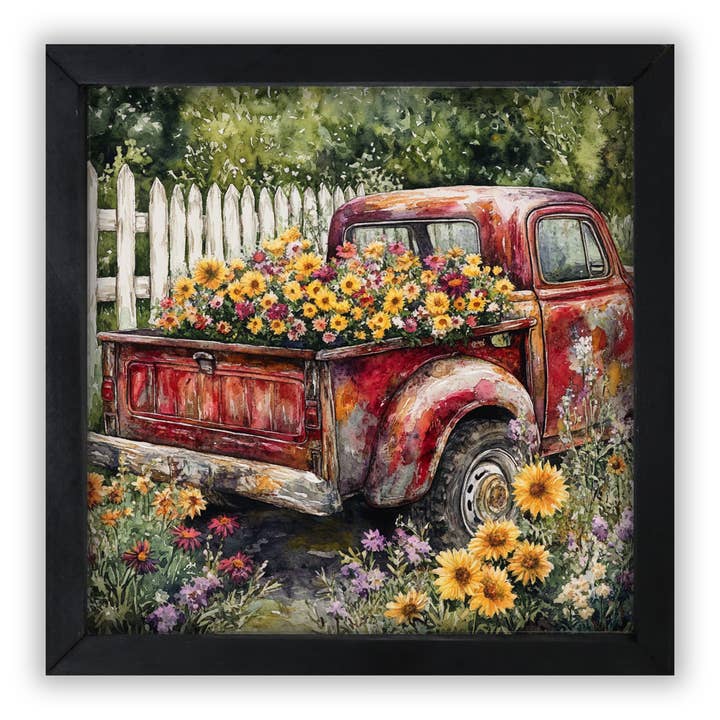 Vintage Spring Truck Wall Decor Framed Home Decor for wholesale by LifeSong Milestones
