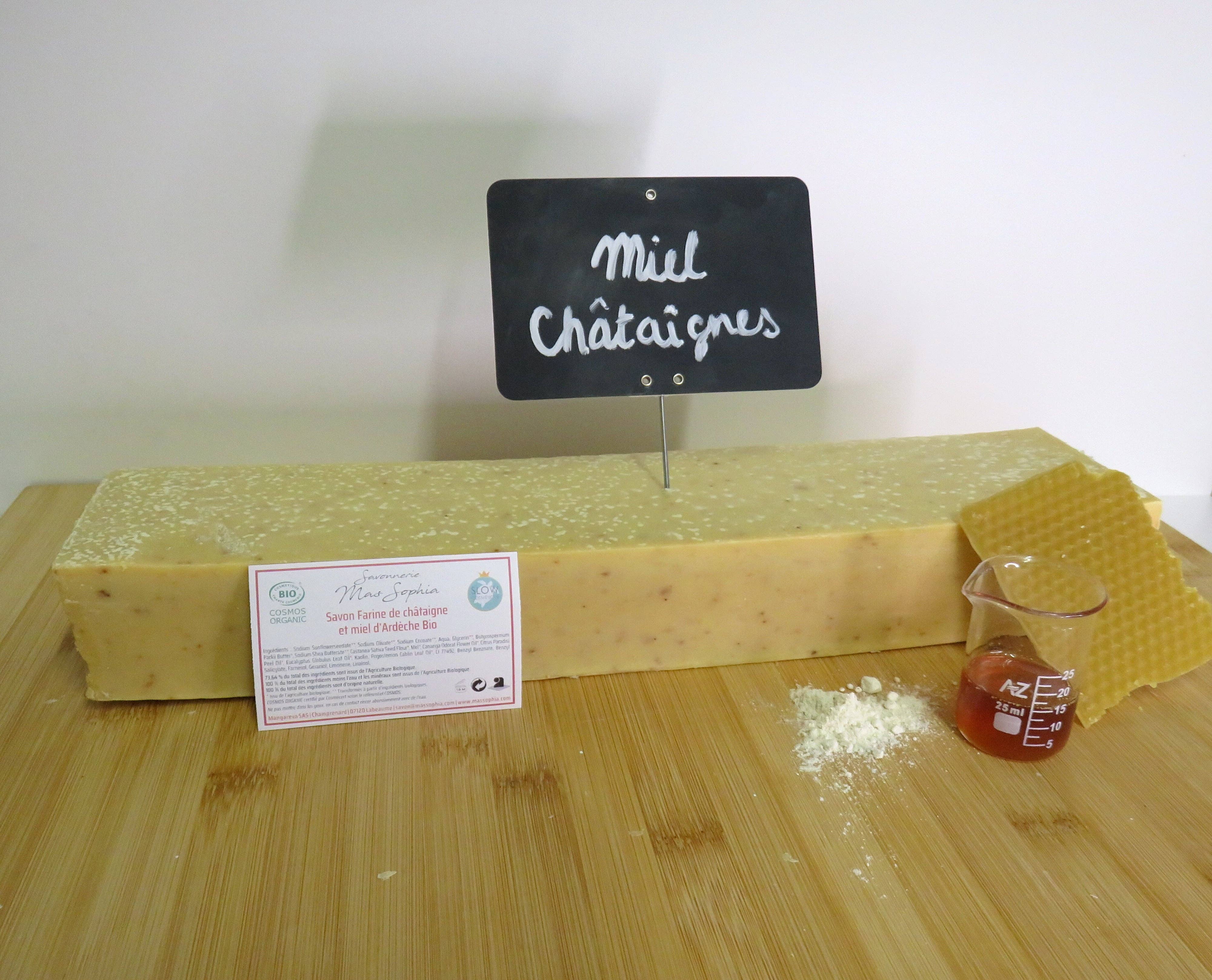 MAS SOPHIA - Wholesale Bar Soap - 1.6 KG BAR OF COLD-PROCESSED SURGRAS SOAP HONEY CHESTNUT BULK