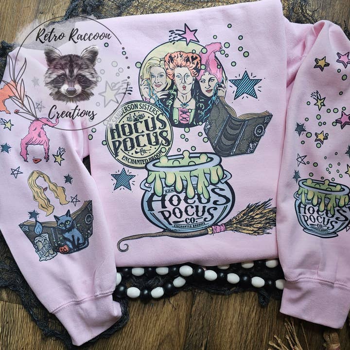 Sudadera rosa de Halloween de Sisters para venta al por mayor de Retro Raccoon Creations