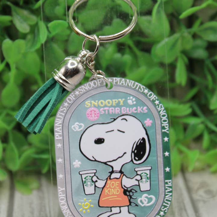 Coffee Dog - Green Double-Sided Tassel Keychain for wholesale by Hylidae Boutique